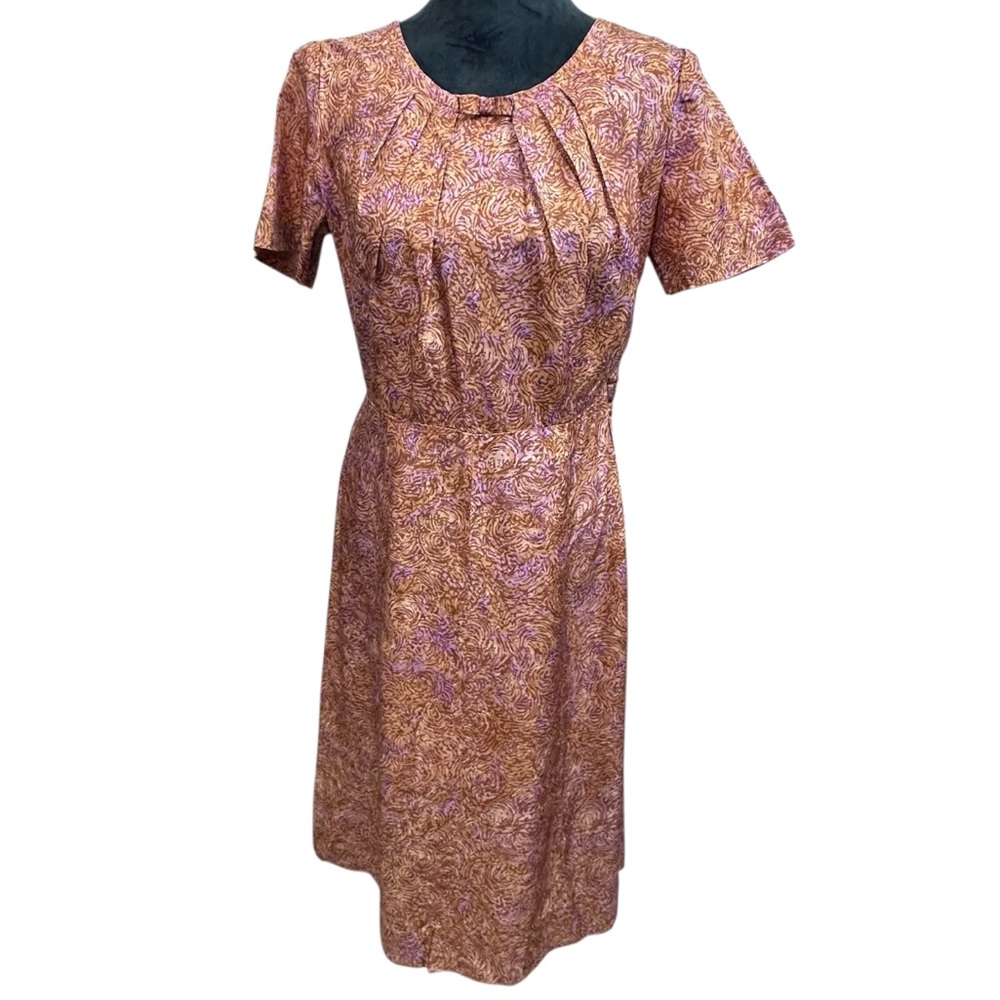 50s Vintage Pleat Neck Midi Dress A Lady Petite Fashion